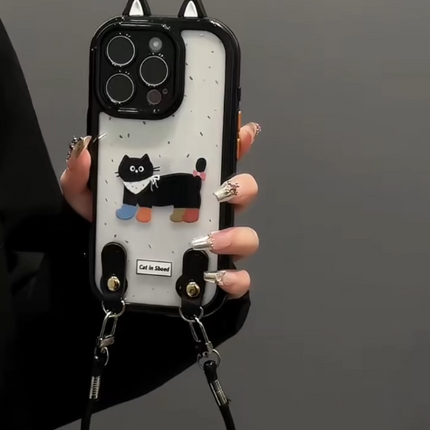 iPhone - Cute Cat Case With Lanyard
