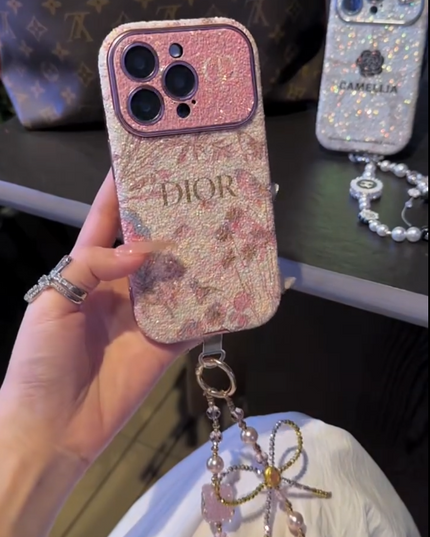 iPhone - Luxury Dior Case with Pearl Lanyard