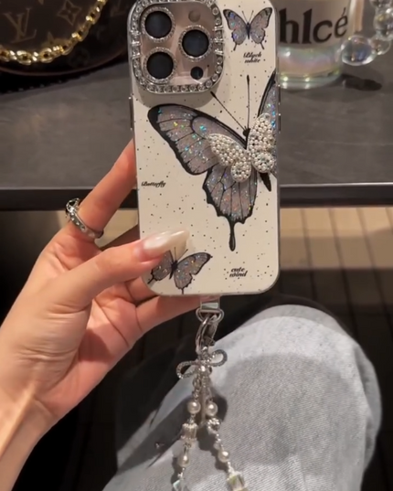 iPhone - Luxury Butterfly Case With Lanyard