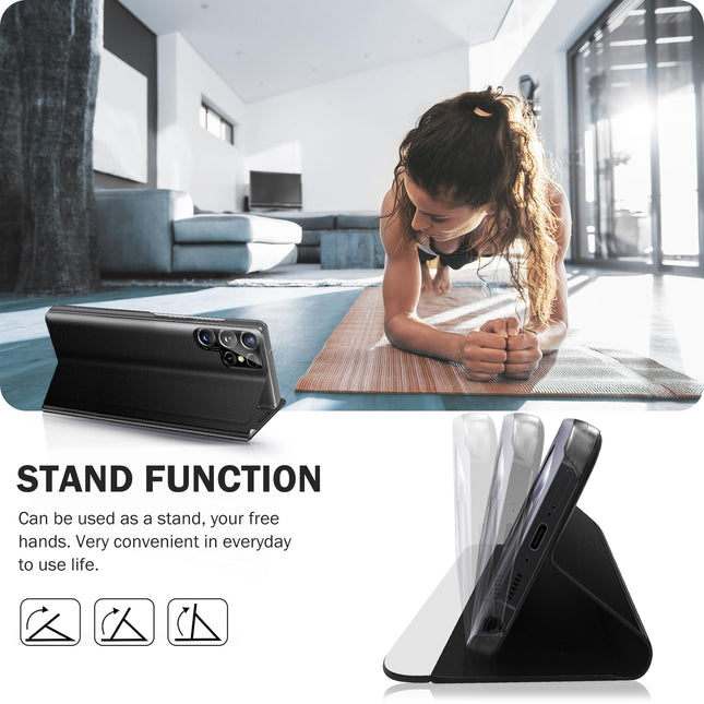 Galaxy S25 Series - PU Clear View Window Slim Mirror Case