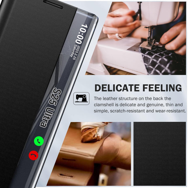 Galaxy S25 Series - PU Clear View Window Slim Mirror Case