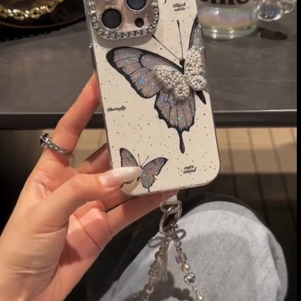 iPhone - Luxury Butterfly Case With Lanyard