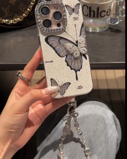 iPhone - Luxury Butterfly Case With Lanyard