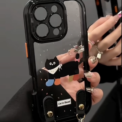 iPhone - Cute Cat Case With Lanyard