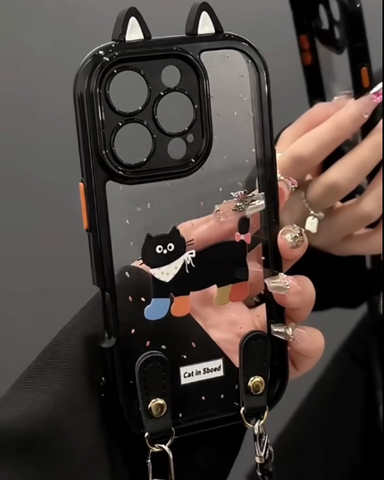 iPhone - Cute Cat Case With Lanyard