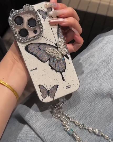 iPhone - Luxury Butterfly Case With Lanyard
