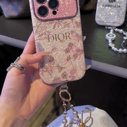 iPhone - Luxury Dior Case with Pearl Lanyard