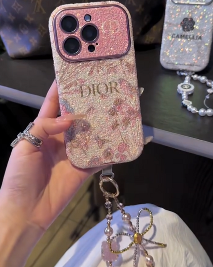 iPhone - Luxury Dior Case with Pearl Lanyard