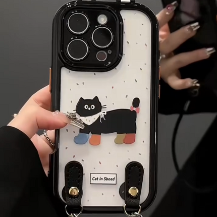 iPhone - Cute Cat Case With Lanyard