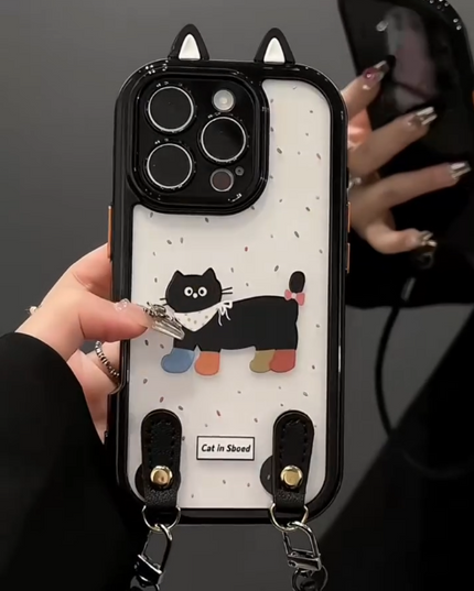 iPhone - Cute Cat Case With Lanyard