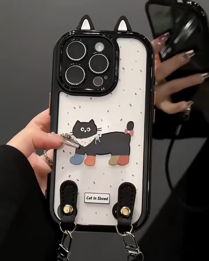 iPhone - Cute Cat Case With Lanyard