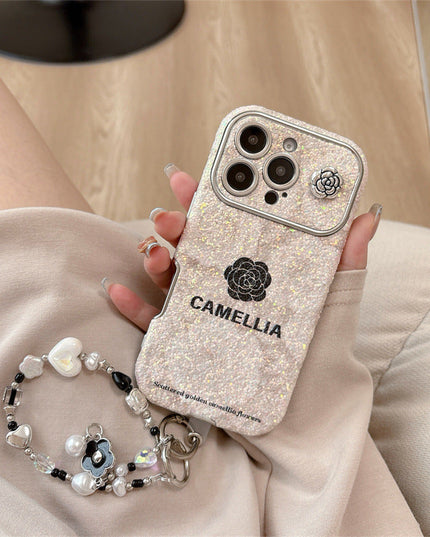 iPhone - Luxury Camellia Case with Pearl Lanyard
