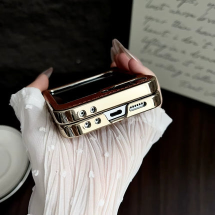Galaxy Z Flip Series - Electroplated Leather Magnetic Case
